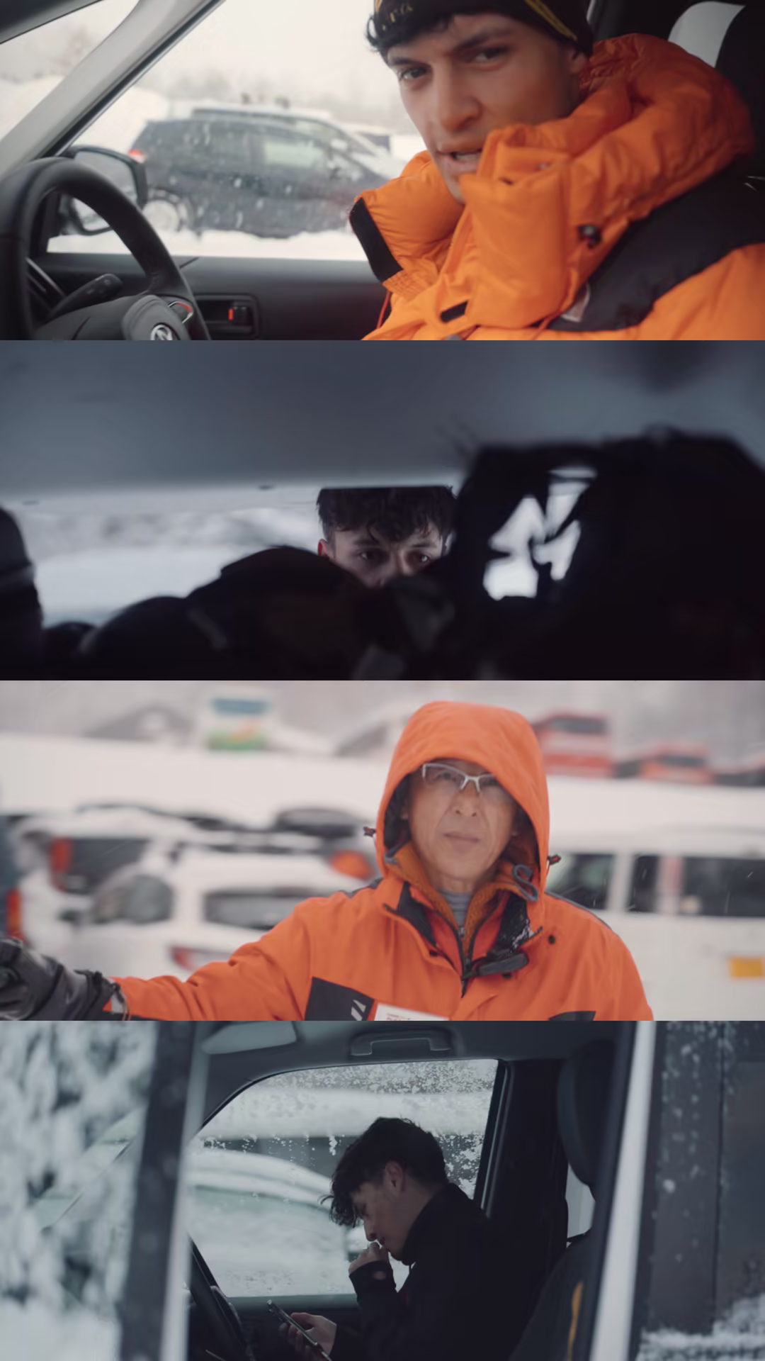 Frame strip: a road trip through snow, inside the car