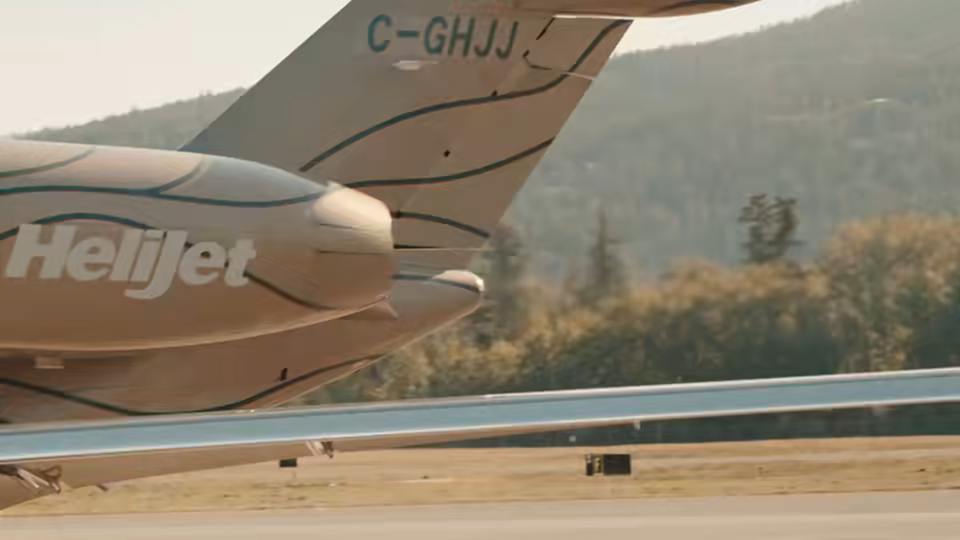 Private jet on the apron at golden hour
